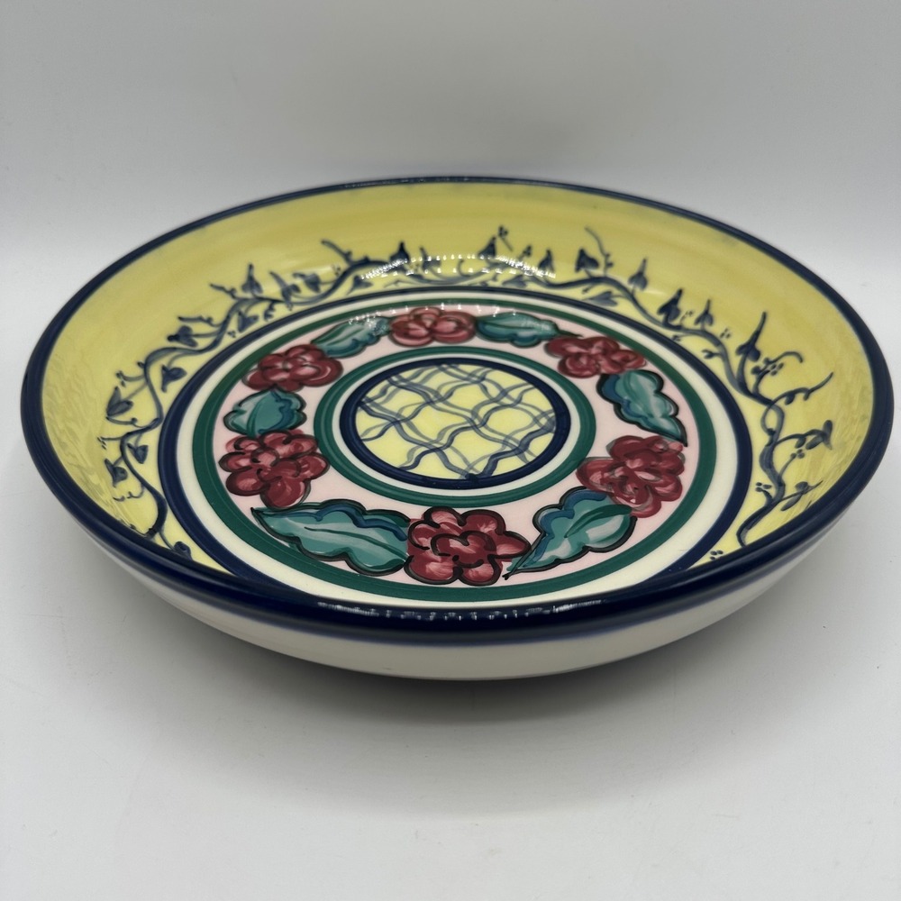 Heather Lane Pottery Gritter Van Noord Floral Hand Painted Pottery Serving Bowl